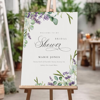 Lavender Eucalyptus Bunch Bridal Shower Welcome Foam Board