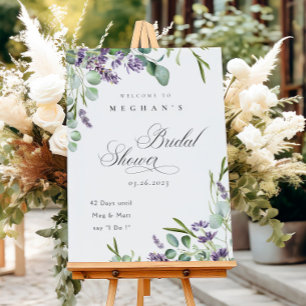Lavender Eucalyptus Bunch Bridal Shower Welcome Foam Board