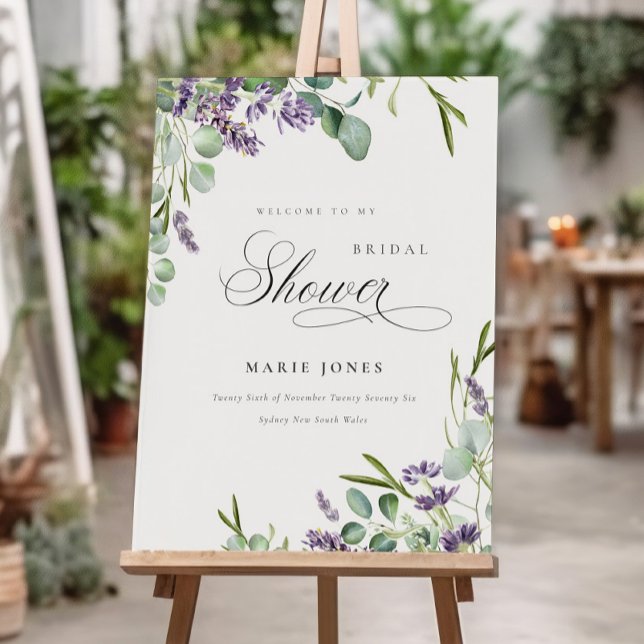 Lavender Eucalyptus Bunch Bridal Shower Welcome Foam Board (Creator Uploaded)