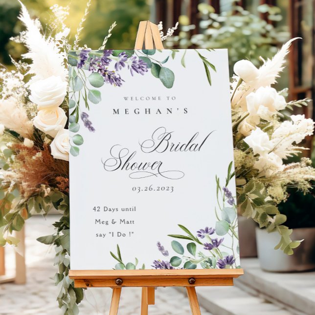 Lavender Eucalyptus Bunch Bridal Shower Welcome Foam Board (Creator Uploaded)