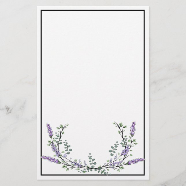 Lavender Eucalyptus classic elegant purple floral  Stationery (Front)