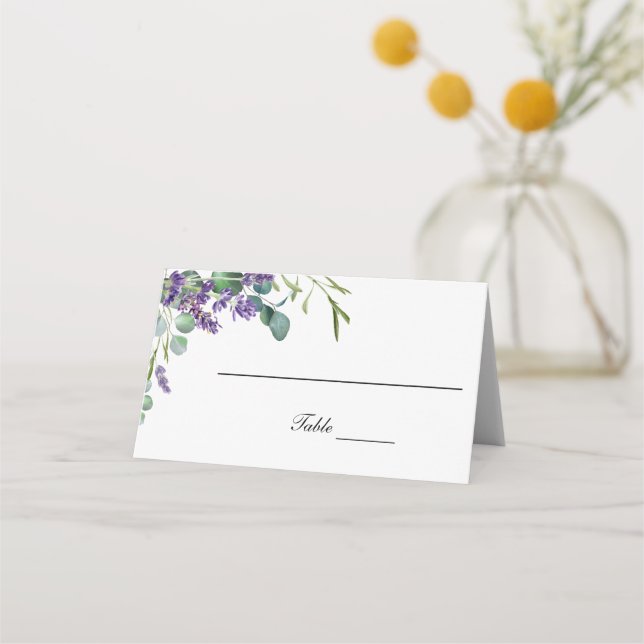 Lavender Eucalyptus Floral Botanical Table Place Card (Front)