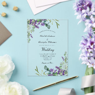 Lavender Eucalyptus Floral Botanical Wedding Acrylic Invitations