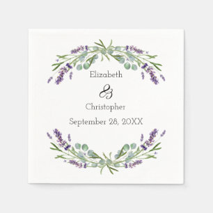 Lavender Eucalyptus Floral Botanical Wedding Napkins