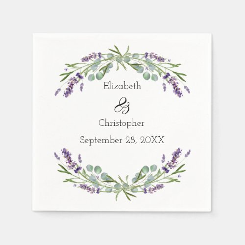 Lavender Eucalyptus Floral Botanical Wedding  Napkins