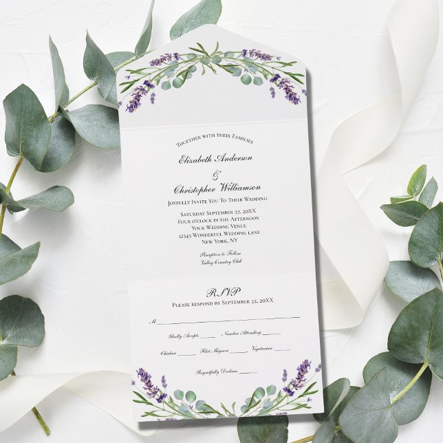 Lavender Eucalyptus Floral Trifold Wedding All In One Invitation (Creator Uploaded)