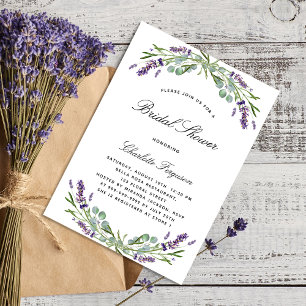 Lavender eucalyptus floral violet bridal shower invitation postcard
