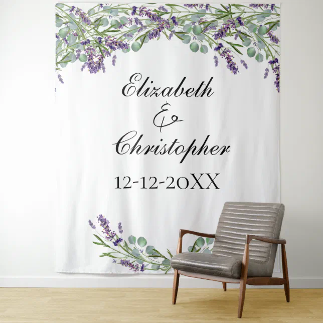 Lavender Eucalyptus Floral Wedding Photo Backdrop | Zazzle