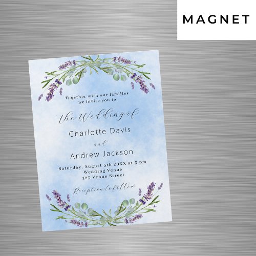 Lavender eucalyptus greenery blue luxury wedding magnetic invitation