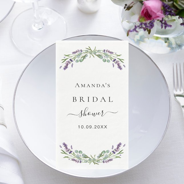 Lavender eucalyptus greenery bridal shower paper guest towels (Creator Uploaded)