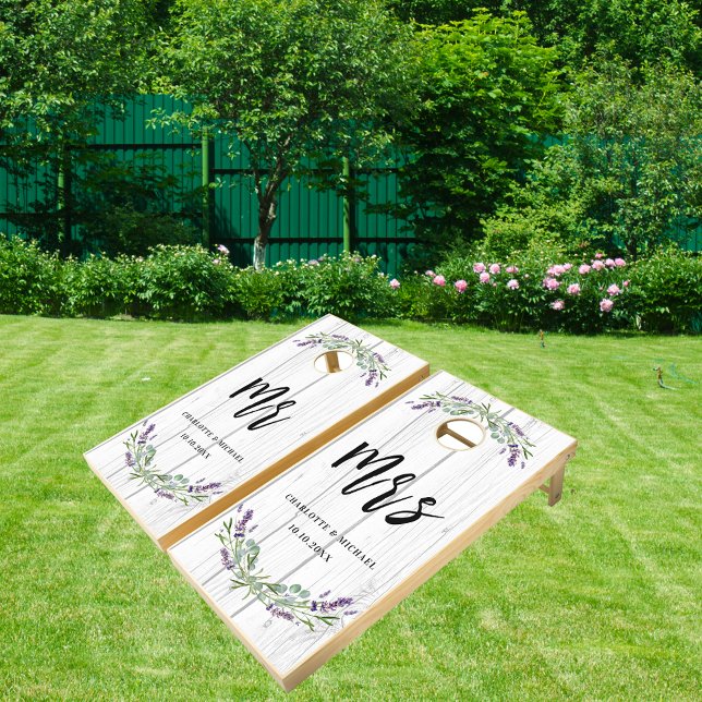 Lavender eucalyptus greenery mr mrs wedding cornhole set (Creator Uploaded)