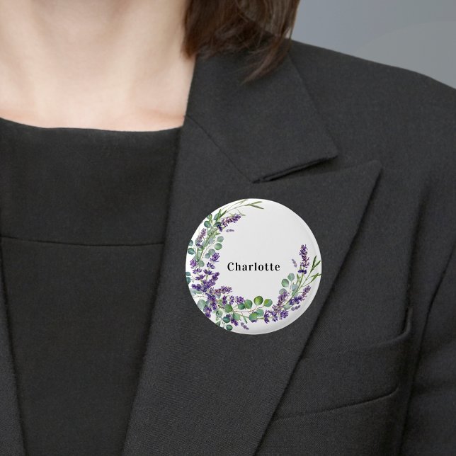Lavender eucalyptus greenery name tag button (Creator Uploaded)