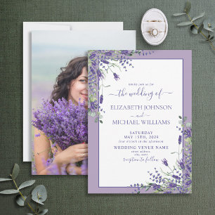 Lavender Eucalyptus Greenery Photo Wedding Invitat Invitation