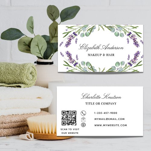 Lavender eucalyptus greenery QR code Business Card