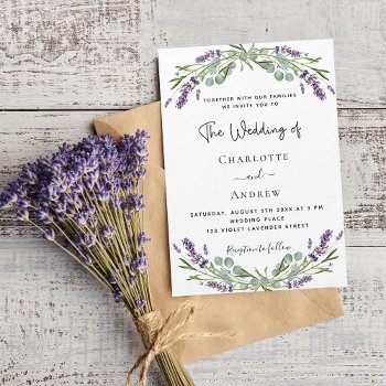 Lavender Eucalyptus Greenery Violet Qr Wedding Invitation by Thunes at Zazzle