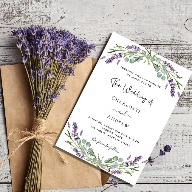 Lavender eucalyptus greenery violet wedding  invitation (Creator Uploaded)
