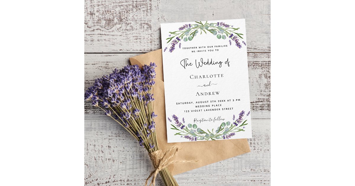 Lavender Eucalyptus Greenery Wedding Invitation Postcard 