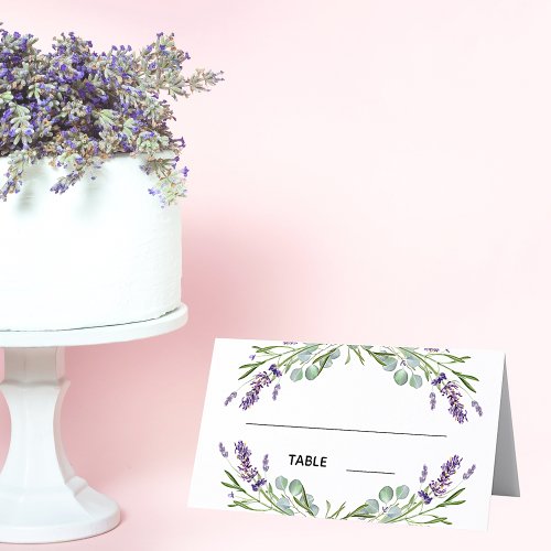 Lavender eucalyptus greenery wedding place card