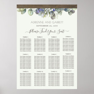 Lavender & Eucalyptus Greenery Wedding Seat Chart