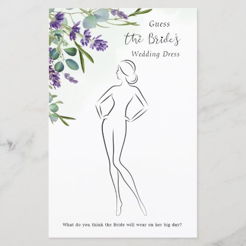 Lavender Eucalyptus Guess Dress Bridal Shower Game