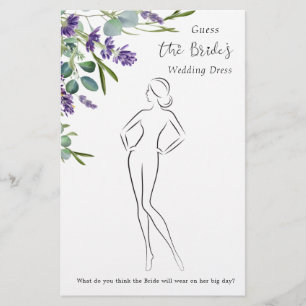 Lavender Eucalyptus Guess Dress Bridal Shower Game Flyer