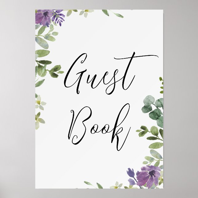 Lavender Eucalyptus Guest Book Sign Holder (Front)