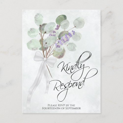Lavender Eucalyptus Kindly Respond Wedding RSVP Postcard