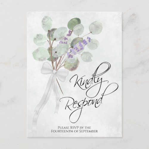 Lavender Eucalyptus Kindly Respond Wedding RSVP Postcard