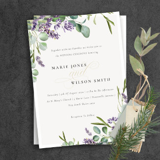 Lavender Eucalyptus Leafy Bunch Wedding Invite