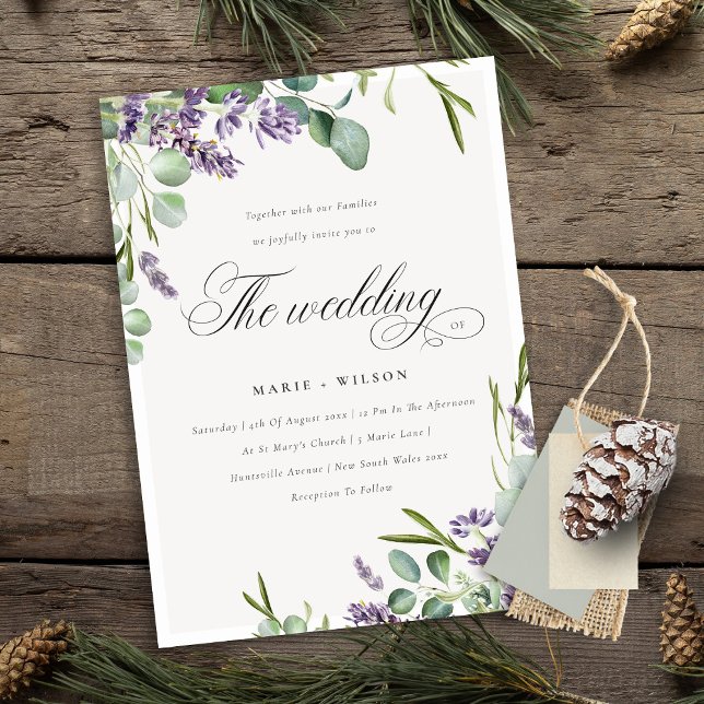 Lavender Eucalyptus Leafy Bunch Wedding Invite (Creator Uploaded)