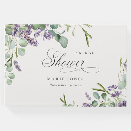 Lavender Eucalyptus Leafy Foliage Bridal Shower Guest Book