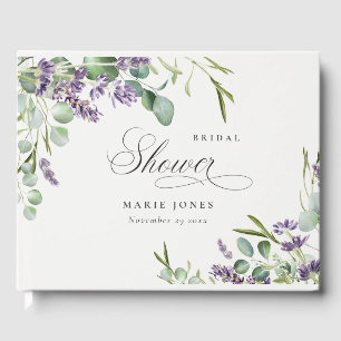 Lavender Eucalyptus Leafy Foliage Bridal Shower Guest Book
