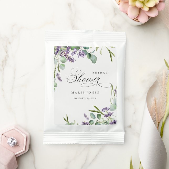 Lavender Eucalyptus Leafy Foliage Bridal Shower Hot Chocolate Drink Mix (Wedding)
