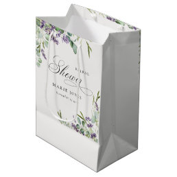 Lavender Eucalyptus Leafy Foliage Bridal Shower Medium Gift Bag
