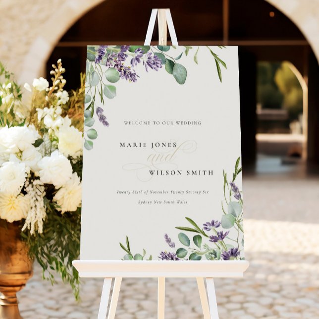 Lavender Eucalyptus Leafy Foliage Wedding Welcome Foam Board (Creator Uploaded)