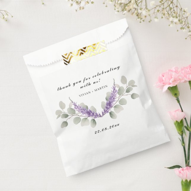 Lavender & Eucalyptus Leaves Thank You Favor Bag (Sealed)