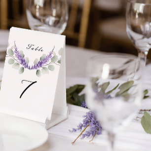 Lavender Eucalyptus Leaves Wedding Table Number