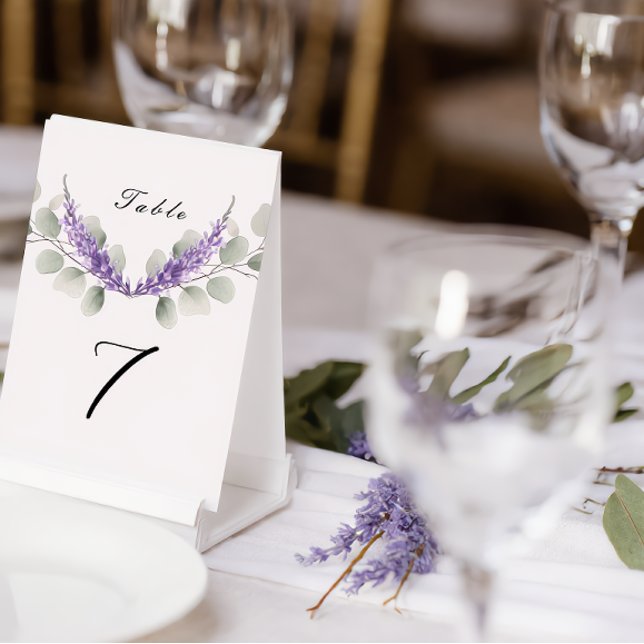 Lavender Eucalyptus Leaves Wedding Table Number (Creator Uploaded)