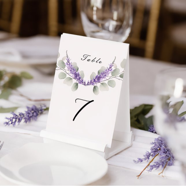 Lavender Eucalyptus Leaves Wedding Table Number (Creator Uploaded)