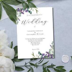 Lavender Eucalyptus Modern Minimalist  Wedding Invitation