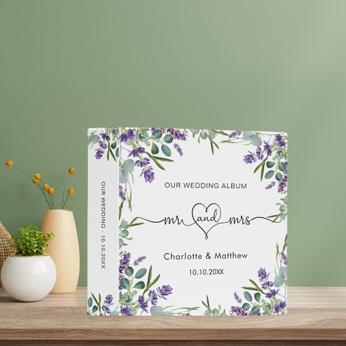 Lavender eucalyptus mr mrs wedding album 3 ring binder