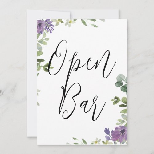 Lavender Eucalyptus Open Bar Sign Invitation