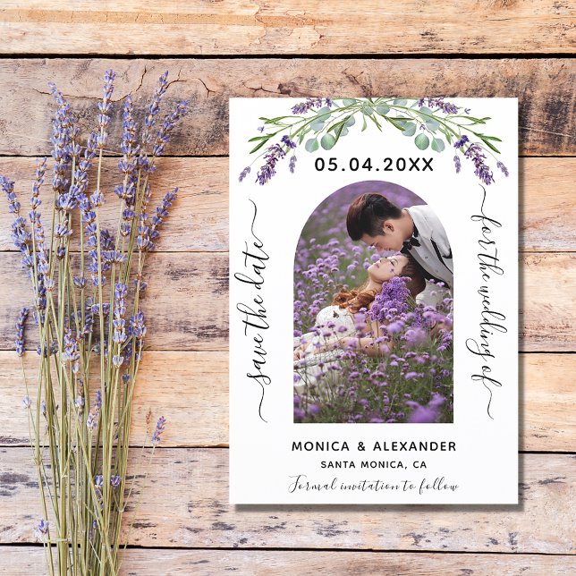 Lavender eucalyptus photo QR wedding save the date (Creator Uploaded)