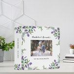 Lavender eucalyptus photo wedding album 3 ring binder<br><div class="desc">A stylish white background decorated with lavender florals and eucalyptus greenery.  Personalize and add a photo,  your names and wedding date. 
Spine: add your text.</div>
