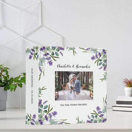 Lavender eucalyptus photo wedding album 3 ring binder