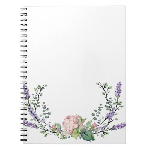 Lavender Eucalyptus pink floral roses peonies Notebook