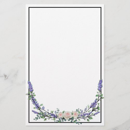 Lavender Eucalyptus pink roses  Stationery