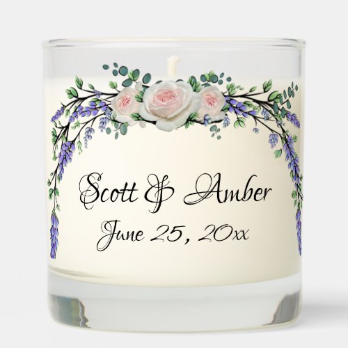 Lavender Eucalyptus pink white roses Scented Candle