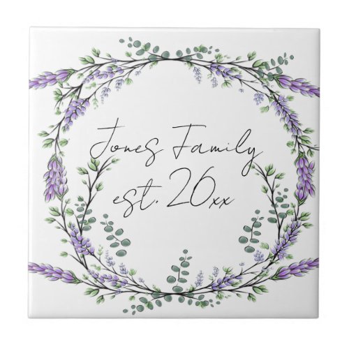 Lavender Eucalyptus purple floral botanical Ceramic Tile