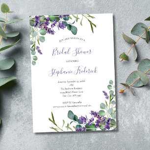 Lavender Eucalyptus Purple Greenery Bridal Shower Invitation